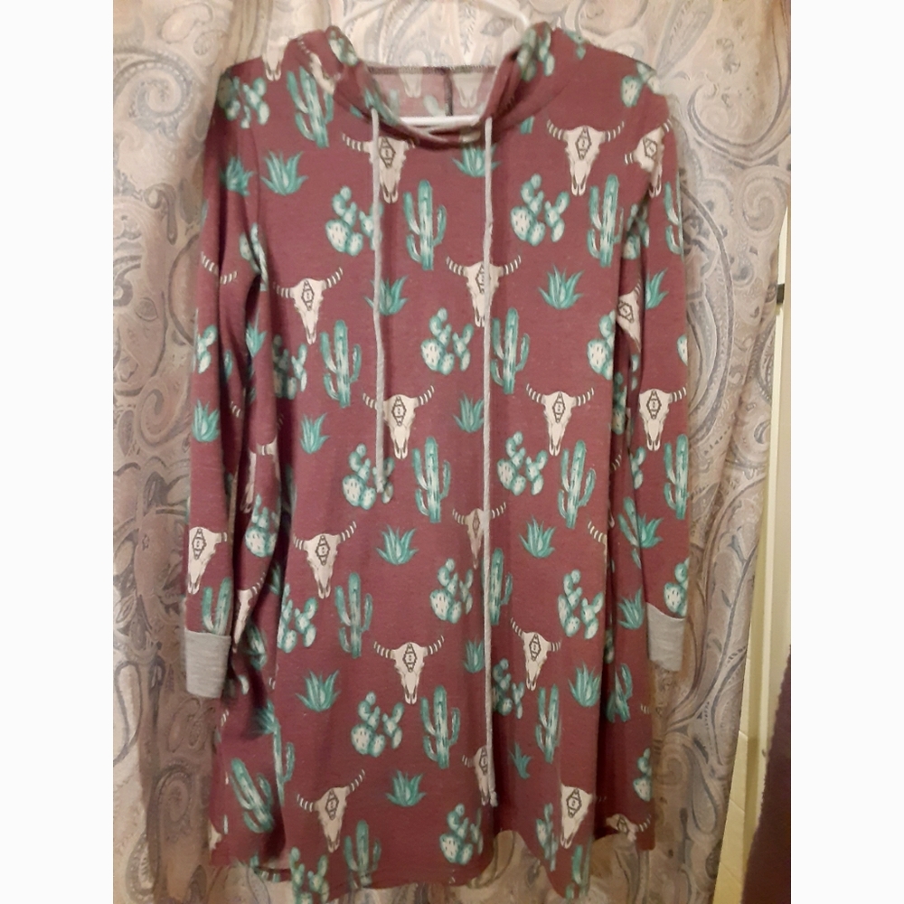 Cactus Print Long Hoodie